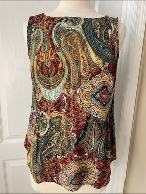 J Jill Paisley Sleeveless Tank Top Small Petite